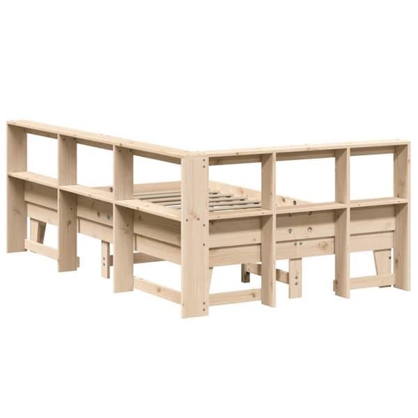 vidaXL Seng med bokhylle uten madrass 135x190 cm heltre furu