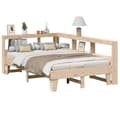 Miniatyrbilde 2 av 11: vidaXL Seng med bokhylle uten madrass 135x190 cm heltre furu