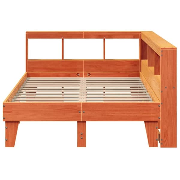 vidaXL seng med reol uden madras 140x190cm massivt fyrretræ gyldenbrun