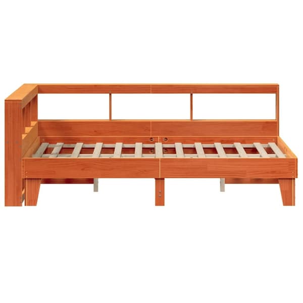 vidaXL seng med reol uden madras 140x190cm massivt fyrretræ gyldenbrun