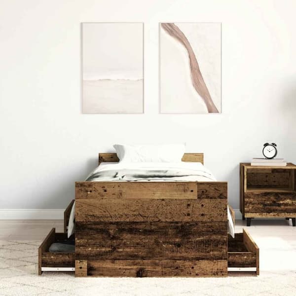 vidaXL Sengeramme uden madras 90x200cm konstrueret træ antikt træ