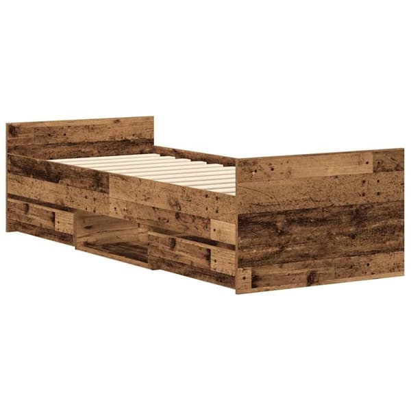 vidaXL Sengeramme uden madras 90x200cm konstrueret træ antikt træ