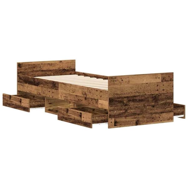 vidaXL Sengeramme uden madras 90x200cm konstrueret træ antikt træ