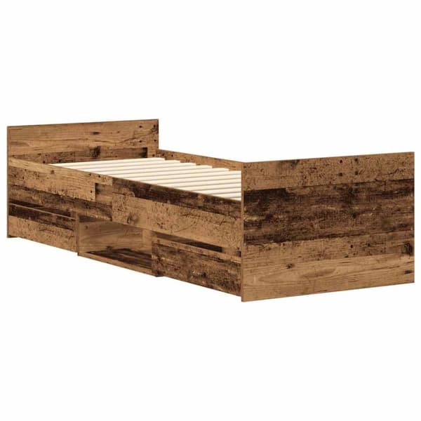 vidaXL Sengeramme uden madras 90x200cm konstrueret træ antikt træ