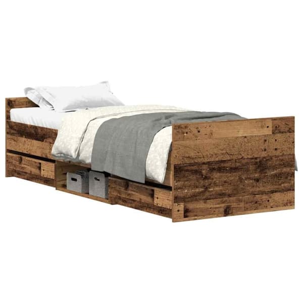 vidaXL Sengeramme uden madras 90x200cm konstrueret træ antikt træ