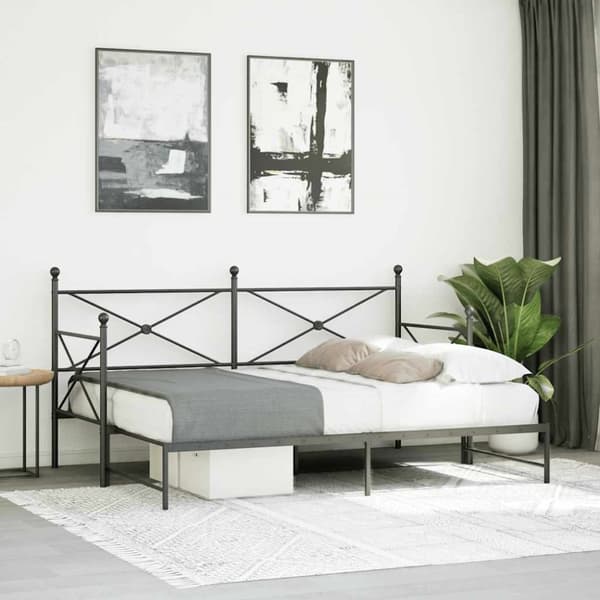 vidaXL daybed med udtræk uden madras 75x190 cm stål sort