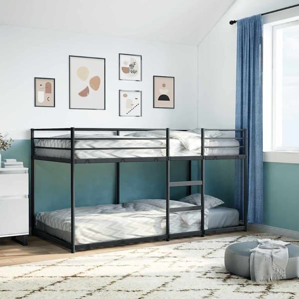 vidaXL Køyeseng uten madrass svart 90x200 cm stål