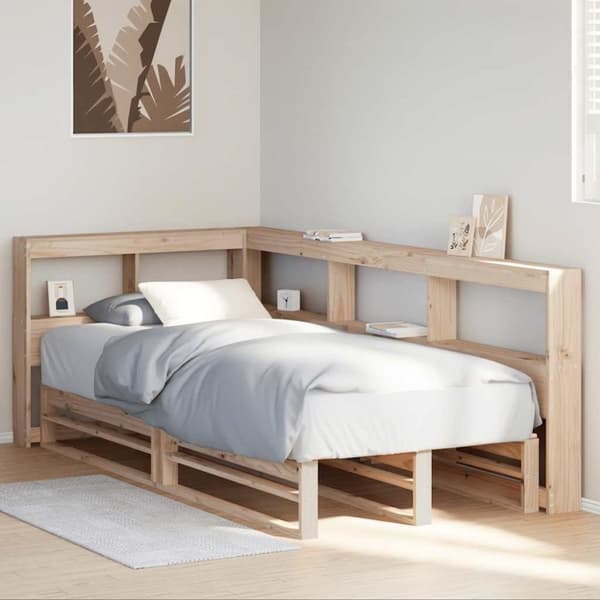 vidaXL seng med reol uden madras 75x190 cm massivt fyrretræ