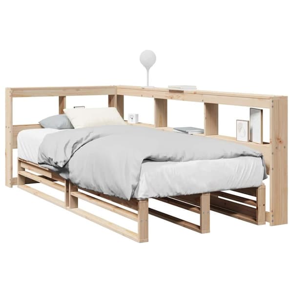 vidaXL seng med reol uden madras 75x190 cm massivt fyrretræ