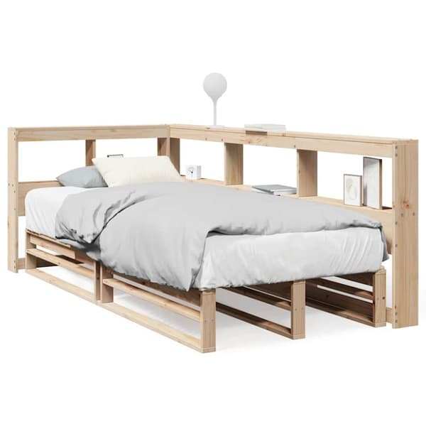 vidaXL seng med reol uden madras 75x190 cm massivt fyrretræ