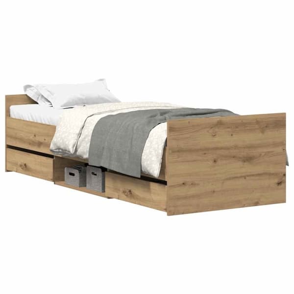 vidaXL Sengeramme uten madrass artisan eik 90x190 cm konstruert tre