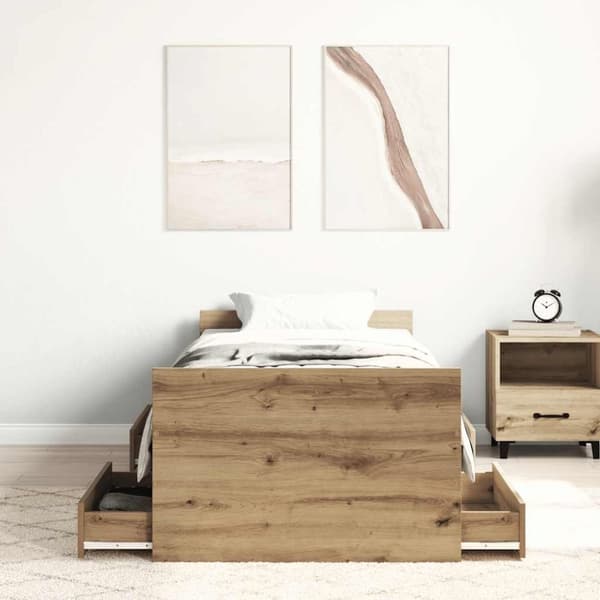 vidaXL Sengeramme uten madrass artisan eik 90x190 cm konstruert tre