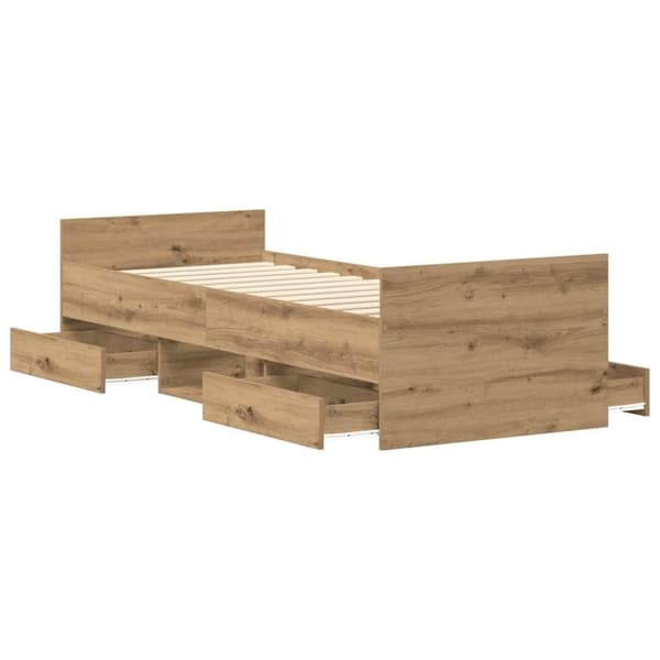 vidaXL Sengeramme uten madrass artisan eik 90x190 cm konstruert tre