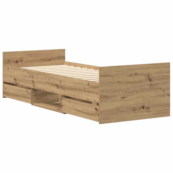 vidaXL Sengeramme uten madrass artisan eik 90x190 cm konstruert tre