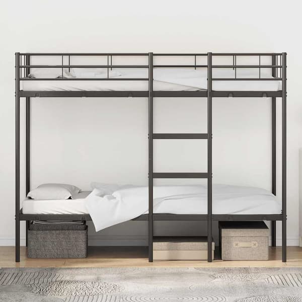 vidaXL Køyeseng uten madrass svart 75x190 cm stål