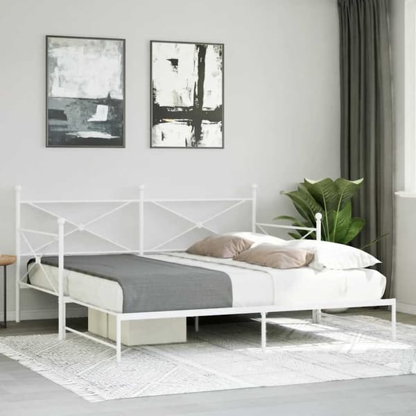 vidaXL Dagseng med trille uten madrass hvit 100x190 cm stål
