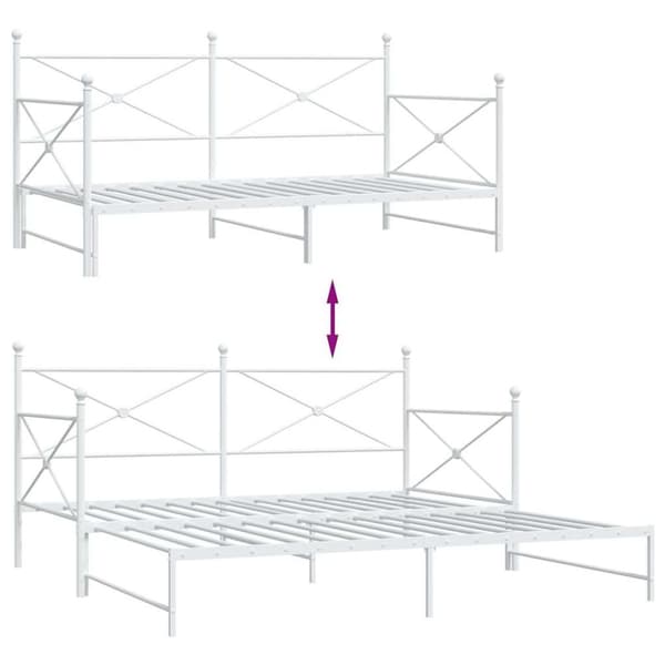 vidaXL Dagseng med trille uten madrass hvit 100x190 cm stål