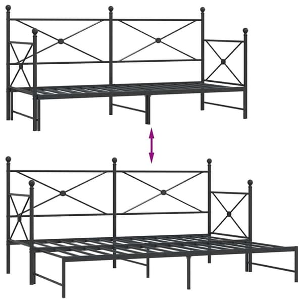 vidaXL Dagseng med trille uten madrass svart 75x190 cm stål