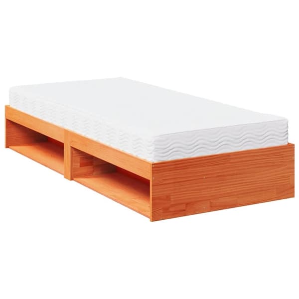 vidaXL daybed med madras 100x200 cm massivt fyr gyldenbrun