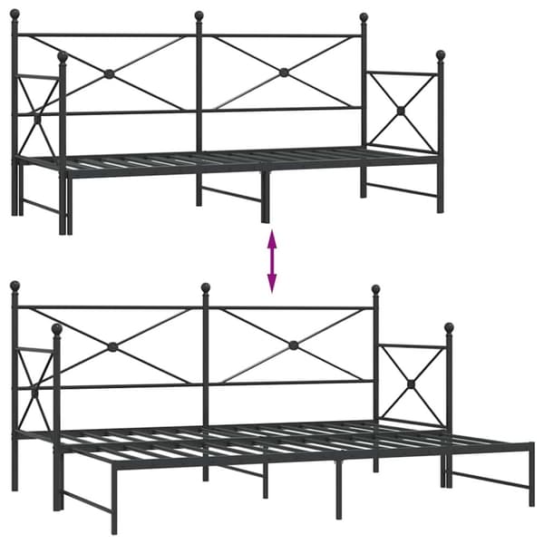 vidaXL -vuodesohva vyörykkeellä ilman patjaa Musta 90x200 cm Teräs