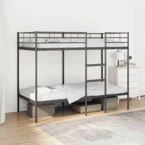 vidaXL Køyeseng uten madrass svart 90x190 cm stål