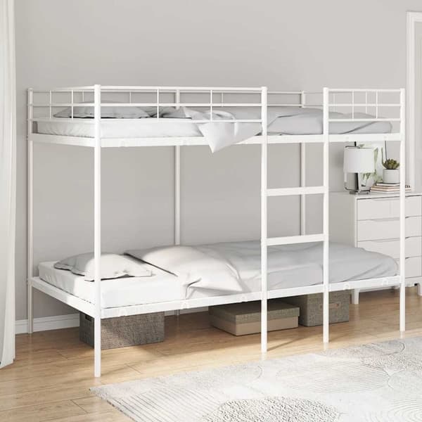 vidaXL Våningssäng utan madrass vit 100x200 cm stål