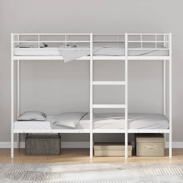 vidaXL Køyeseng uten madrass hvit 75x190 cm stål