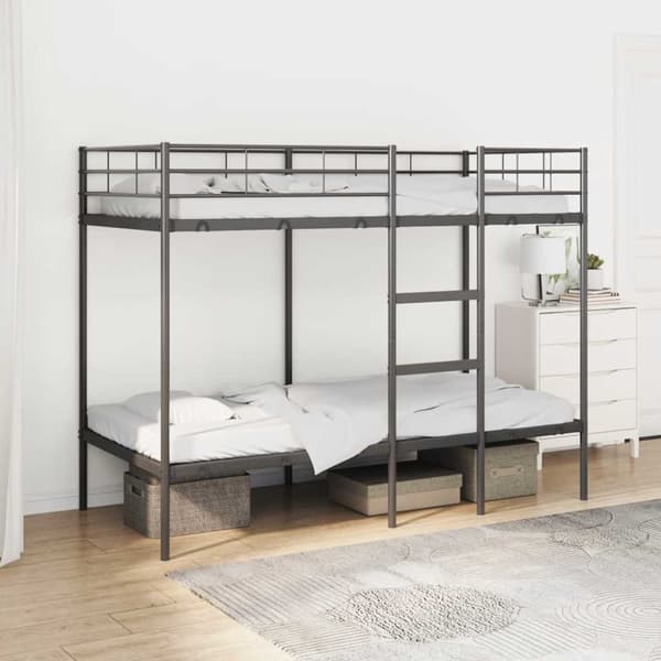 vidaXL Køyeseng uten madrass svart 100x190 cm stål
