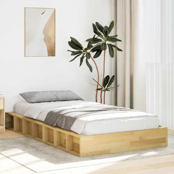 Sängram utan madrass 80x200 cm massivt trä ek