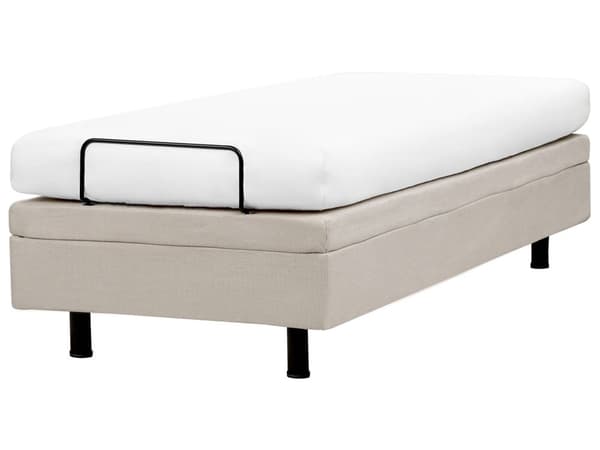 Elevationsseng Lys Beige Polyester 80 x 200 cm Elektrisk Enkeltmandsseng Justerbar Seng med Fjernbetjening Sengeramme uden Gavl