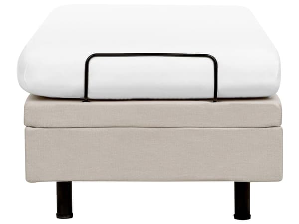 Elevationsseng Lys Beige Polyester 80 x 200 cm Elektrisk Enkeltmandsseng Justerbar Seng med Fjernbetjening Sengeramme uden Gavl
