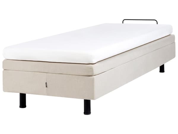 Elevationsseng Lys Beige Polyester 80 x 200 cm Elektrisk Enkeltmandsseng Justerbar Seng med Fjernbetjening Sengeramme uden Gavl