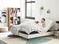 Miniatyrbillede 4 af 11: Elevationsseng Beige Polyester 160 x 200 cm Elektrisk Dobbelt Justerbar Seng med Fjernbetjening Sengeramme uden Gavl To Mands