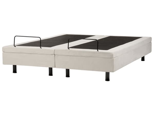 Elevationsseng Beige Polyester 160 x 200 cm Elektrisk Dobbelt Justerbar Seng med Fjernbetjening Sengeramme uden Gavl To Mands