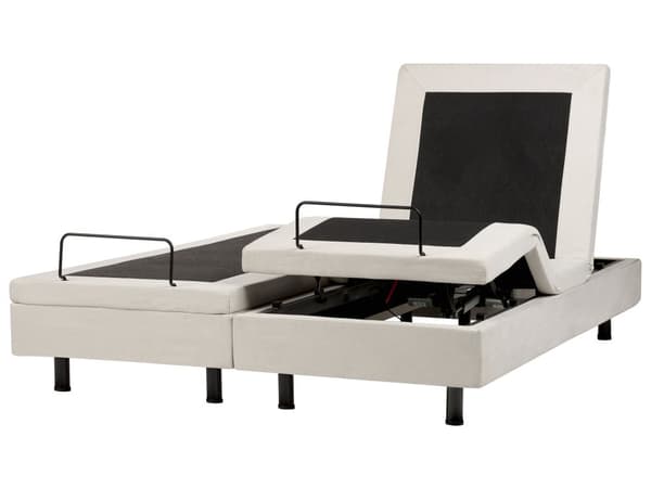 Elevationsseng Beige Polyester 160 x 200 cm Elektrisk Dobbelt Justerbar Seng med Fjernbetjening Sengeramme uden Gavl To Mands