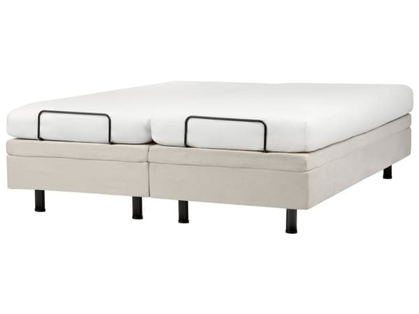 Elevationsseng Beige Polyester 160 x 200 cm Elektrisk Dobbelt Justerbar Seng med Fjernbetjening Sengeramme uden Gavl To Mands