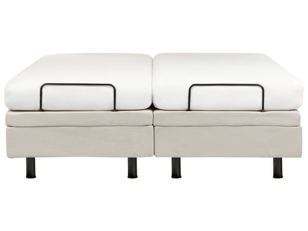 Elevationsseng Beige Polyester 160 x 200 cm Elektrisk Dobbelt Justerbar Seng med Fjernbetjening Sengeramme uden Gavl To Mands