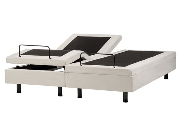 Elevationsseng Beige Polyester 160 x 200 cm Elektrisk Dobbelt Justerbar Seng med Fjernbetjening Sengeramme uden Gavl To Mands