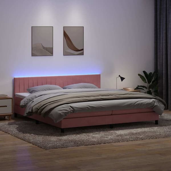 Ramsäng med madrass rosa 200x210 cm sammet
