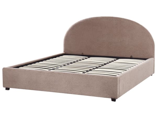 Dubbelsäng Taupe Förvaringssäng Boucle Polyestertyg Dubbel Storlek 180 x 200 cm Minimalistisk Retro Design Förvaring