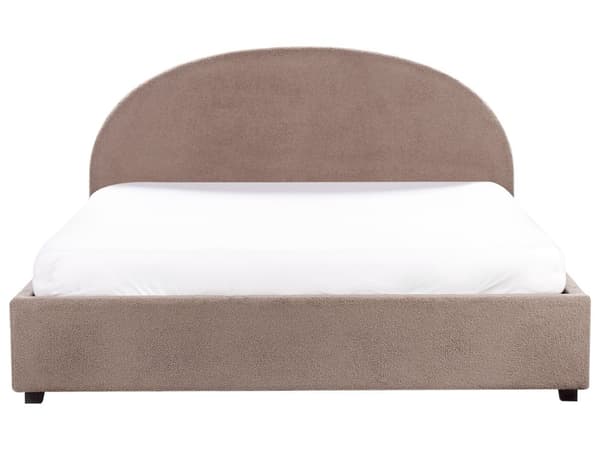 Dubbelsäng Taupe Förvaringssäng Boucle Polyestertyg Dubbel Storlek 180 x 200 cm Minimalistisk Retro Design Förvaring
