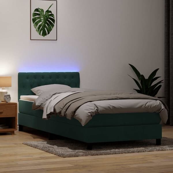 Ramsäng med madrass mörkgrön 100x210 cm sammet