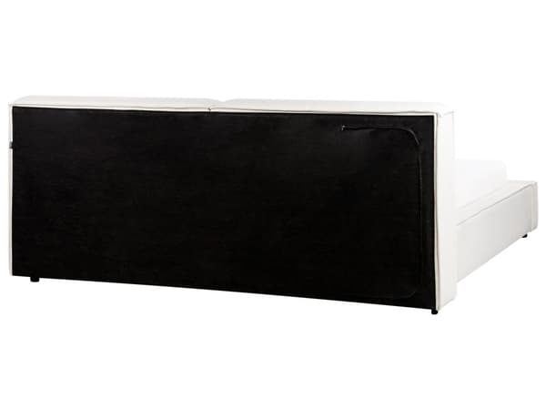 Seng Off-White Fabric 180 x 200 cm Lamelbund Hovedgærde Moderne design Dobbeltseng Soveværelse