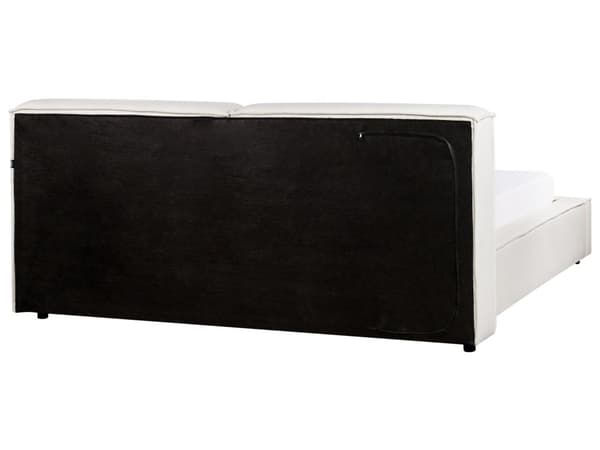 Seng Off-White Fabric 160 x 200 cm Lamelbund Hovedgærde Moderne design Dobbeltseng Soveværelse