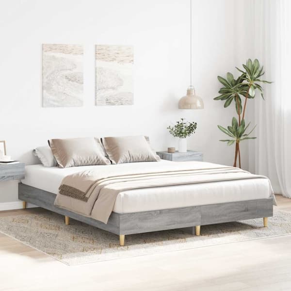 vidaXL Sengeramme uten madrass grå sonoma 140x200 cm konstruert tre