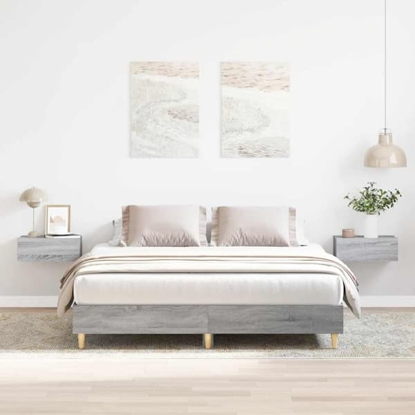 vidaXL Sengeramme uten madrass grå sonoma 140x200 cm konstruert tre
