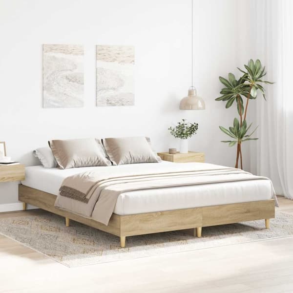 vidaXL Sengeramme uten madrass sonoma eik 150x200 cm konstruert tre