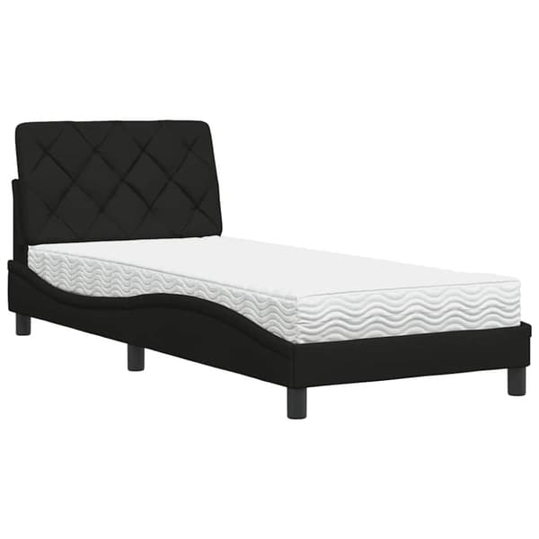 Säng med madrass svart 80x200 cm tyg