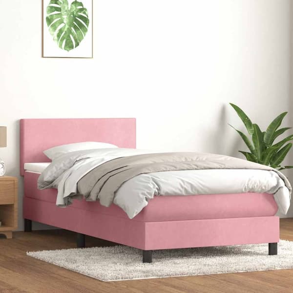 Ramsäng med madrass rosa 100x220 cm sammet