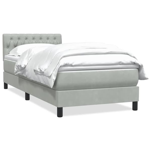 Ramsäng med madrass ljusgrå 80x220 cm sammet